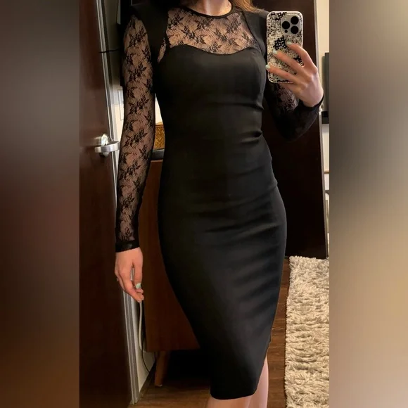 French Connection Black Lace Cocktail Dress - Picture 1 of 11